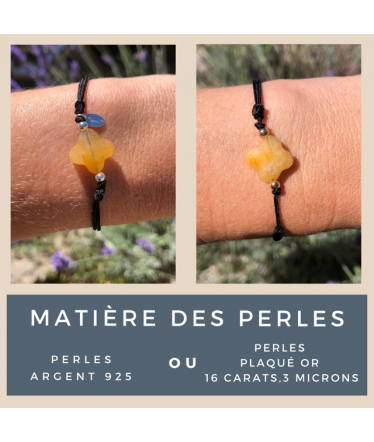 TRÈFLE JAUNE Bracelet cristaux naturels femme